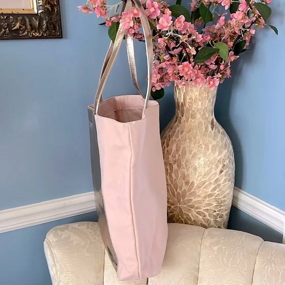 NWOT Jimmy Choo Parfums Pale Pink Tote Gold Metallic Detail Shoulder Bag Purse - Picture 10 of 14